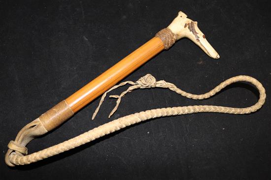 A dogs head whistle riding crop